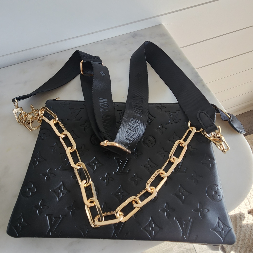 Black Designer Women's Bag with Gold Chain